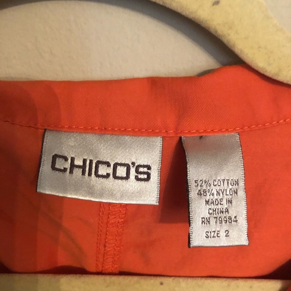 CHICO'S Women Vest Windbreaker Hood Orange Sz-2 - Picture 3 of 5